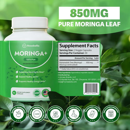 Moringa+ Capsules - Pure Moringa Powder,Plant-Based Daily Wellness Support